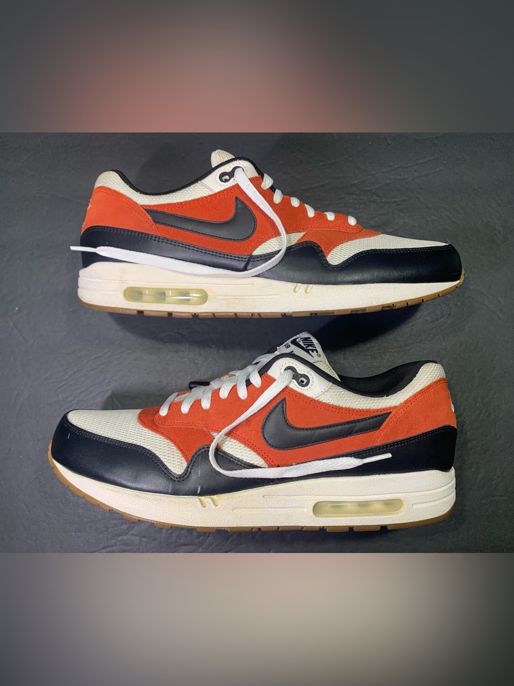 Nike Air Max 1 Men’s Retro Vintage White Black Red Sneakers Shoe Size- 13